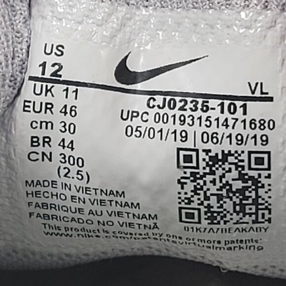 Nike Alpha Huarache 7 Pro TF Lax Men's White Gray Shoes CJ0235-101 US Sz 12 NWB - Picture 10 of 10